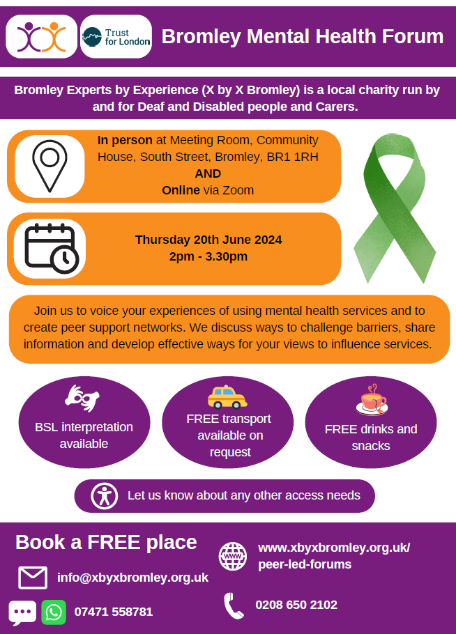 Bromley XbyX Mental Health Forum event flyer image