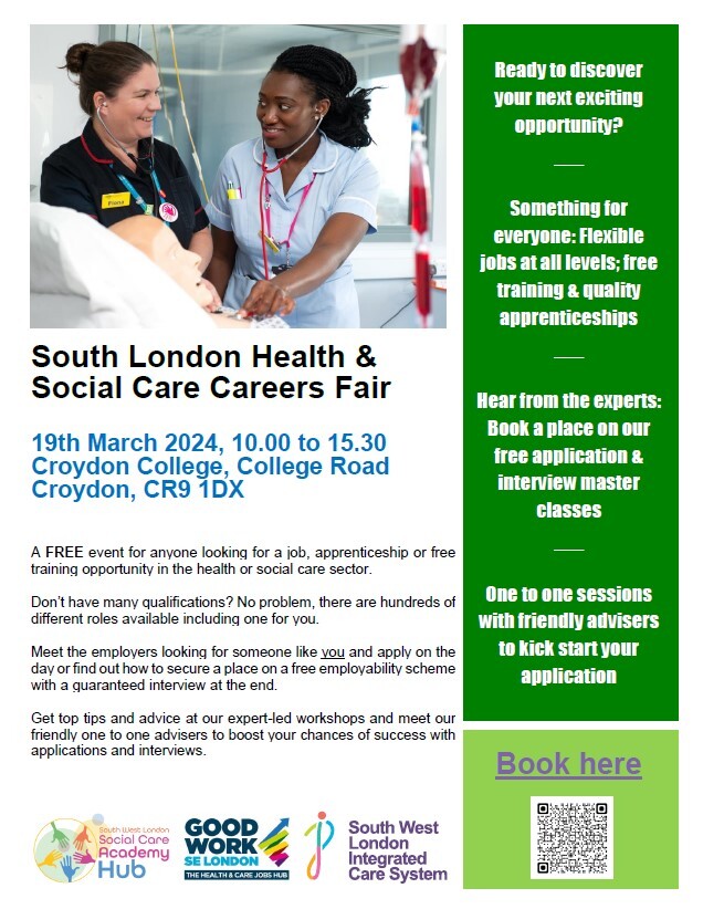 South London Health and Social Care Careers Fair flyer