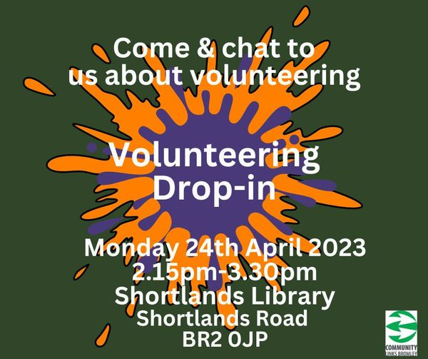 Volunteer drop-in Shortlands Library (image text on page)