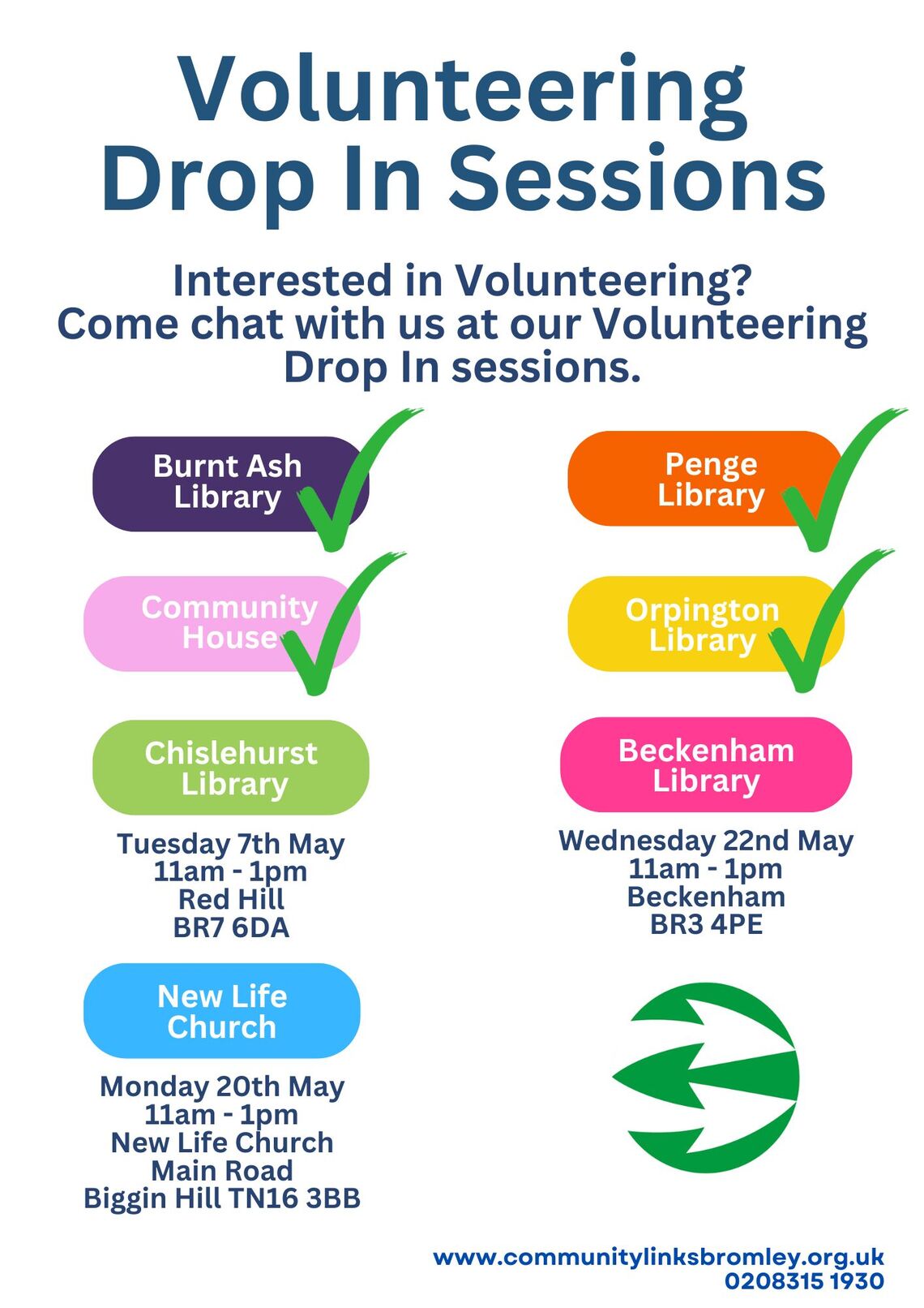 Volunteering Drop Ins poster (updated)
