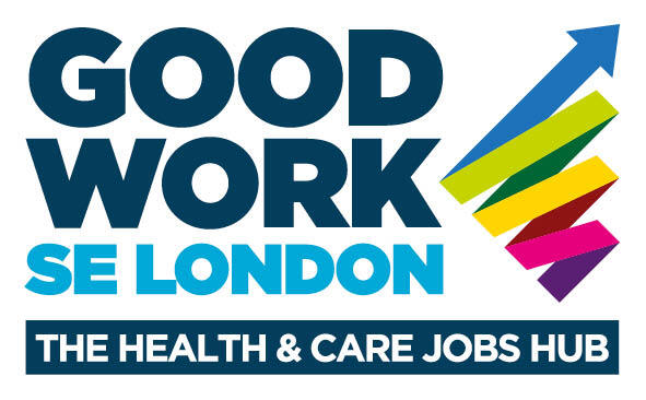 Good Work SE London. The Health & Care Jobs Hub (logo)