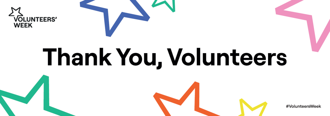 Words: 'Thank You Volunteers' surrounded by stars